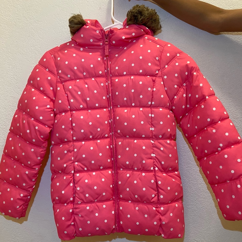 Magenta White Polka Dot Snow Jacket